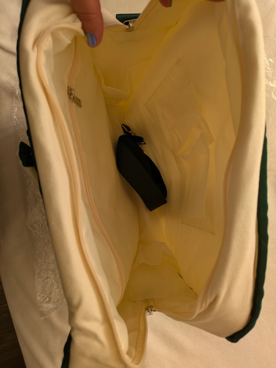 Cream and Green Striped Canvas Tote Racket Bag - photo 4