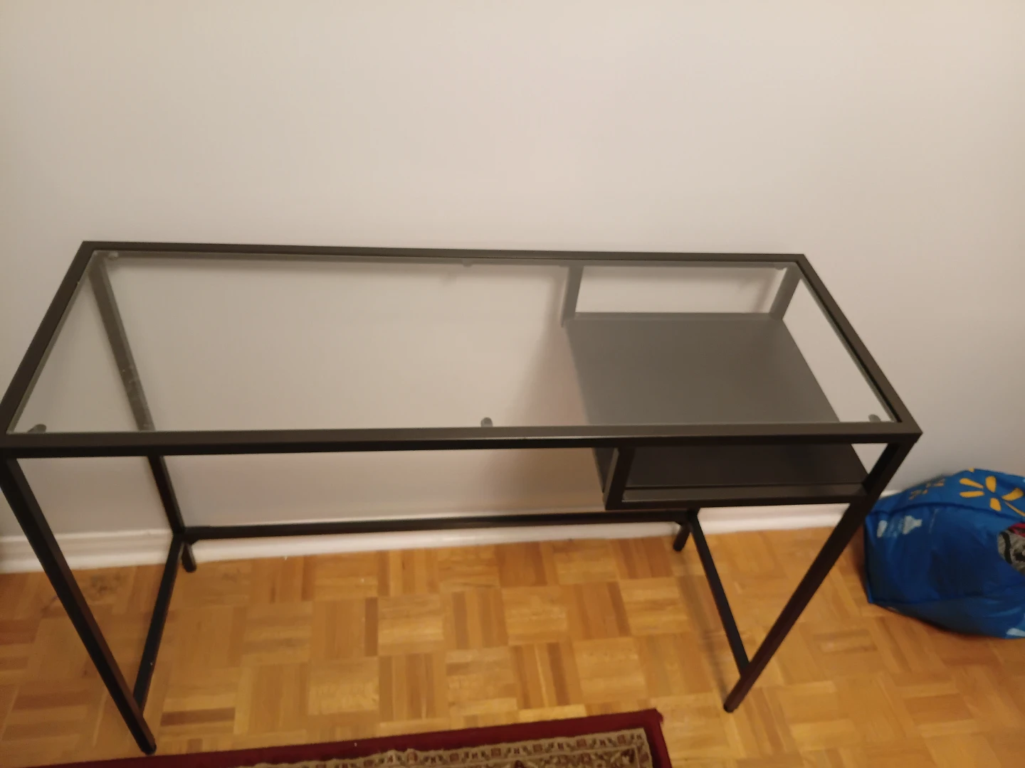 Black Metal and Glass Writing Desk with Chair - photo 2
