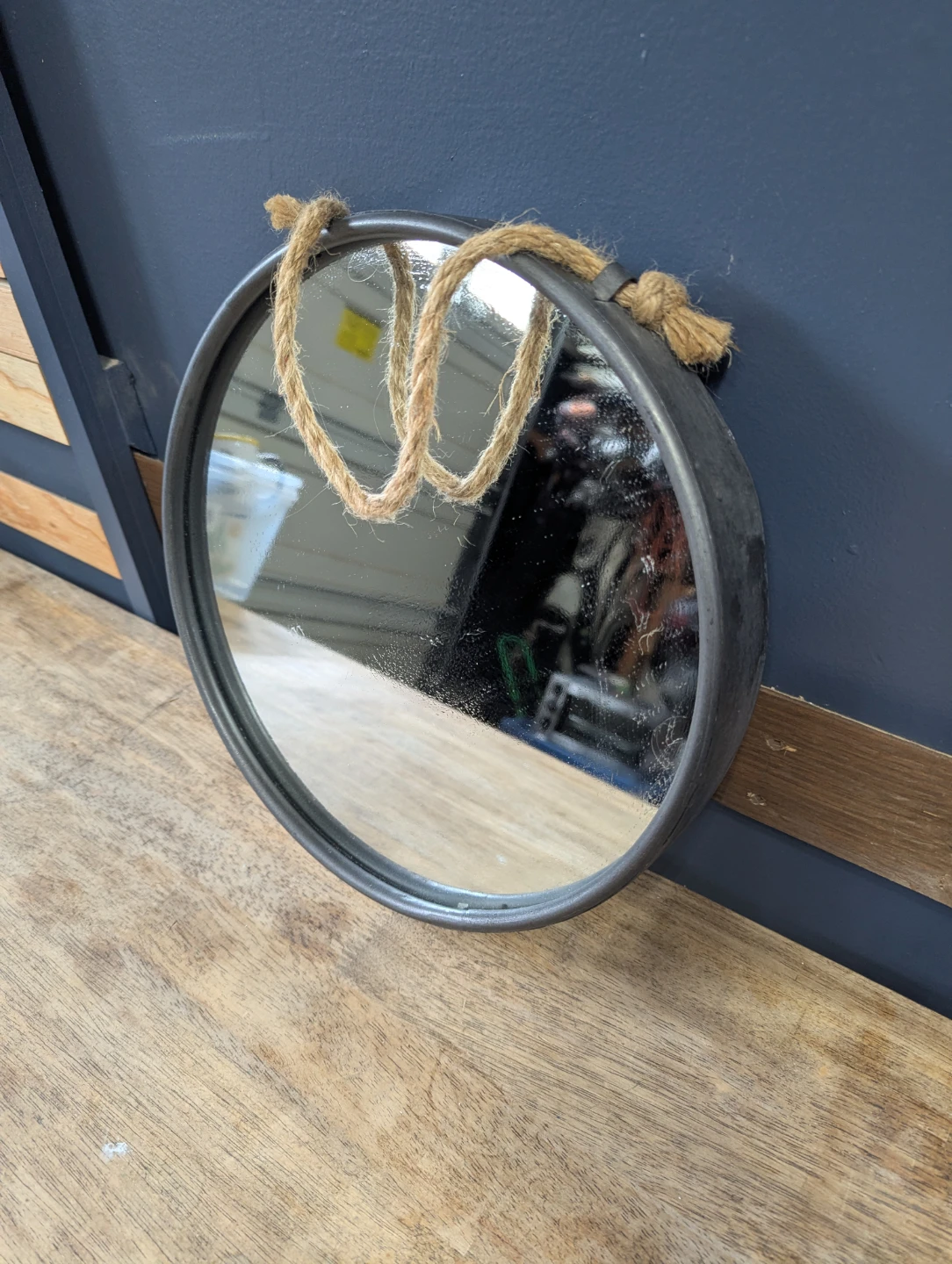 2 Round Black Metal Hanging Mirror - photo 2