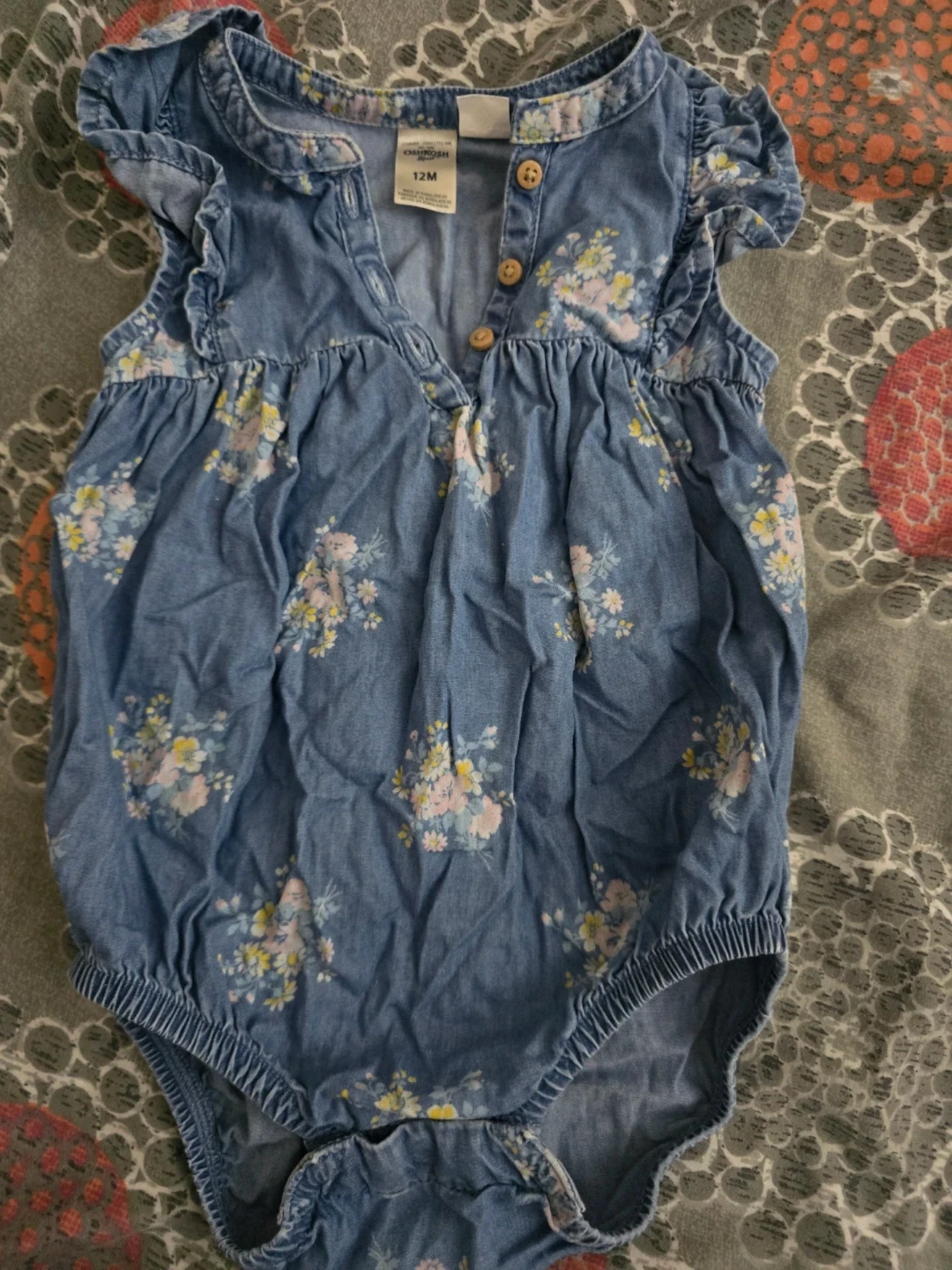 🏈 OshKosh Floral Denim Romper 12M