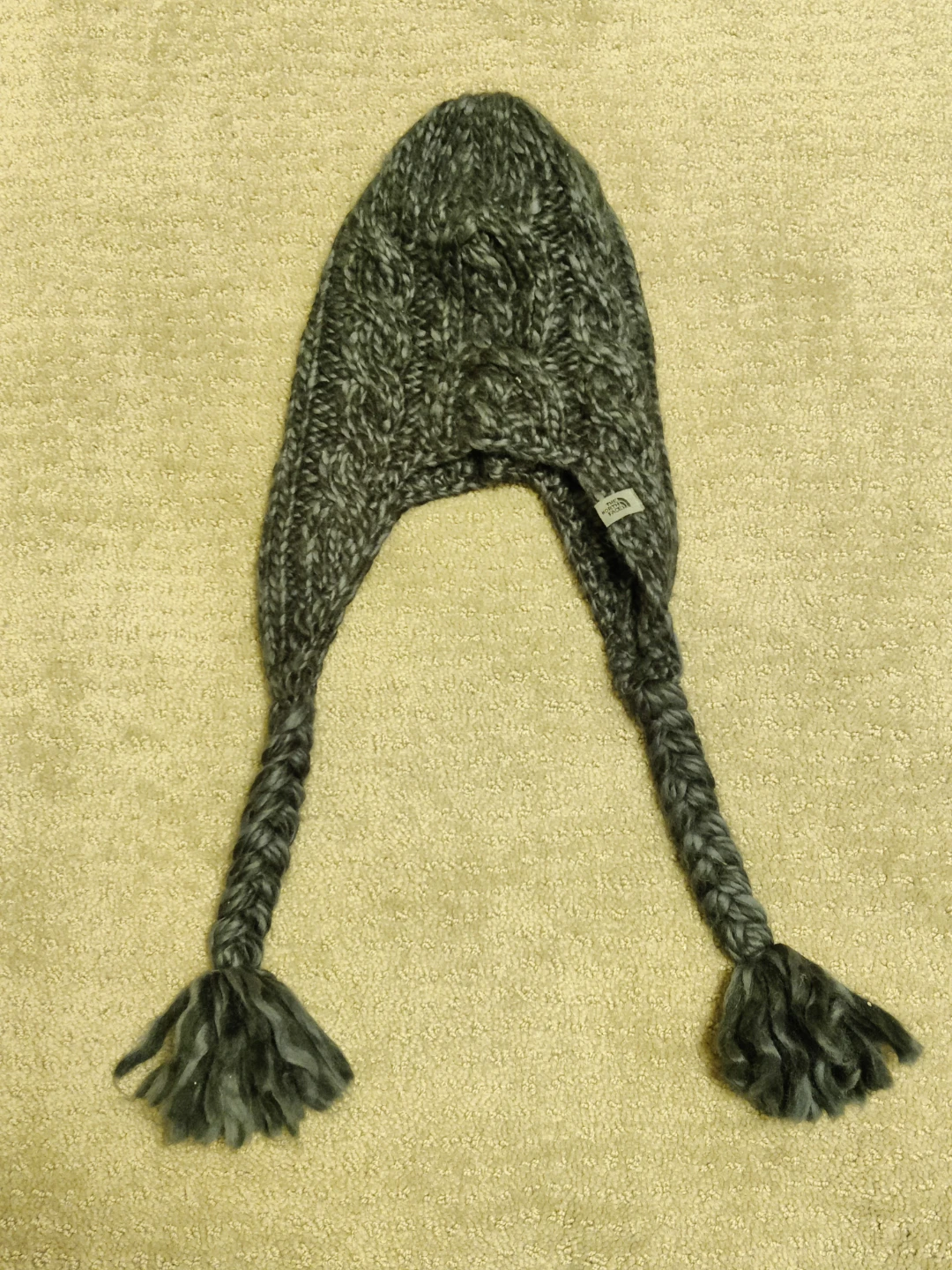 Women North Face Winter Knit Toque Hat Earflap Cable Braids