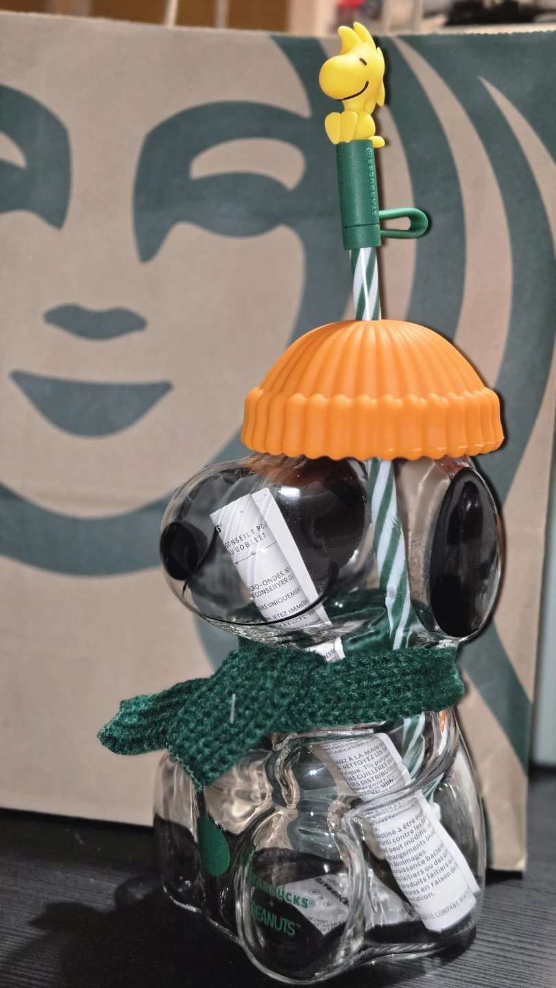 Starbucks Peanuts Snoopy Glass  Cup