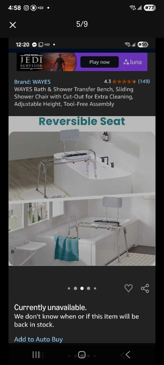 Bath transfer bench w/slide seat brand new - photo 5