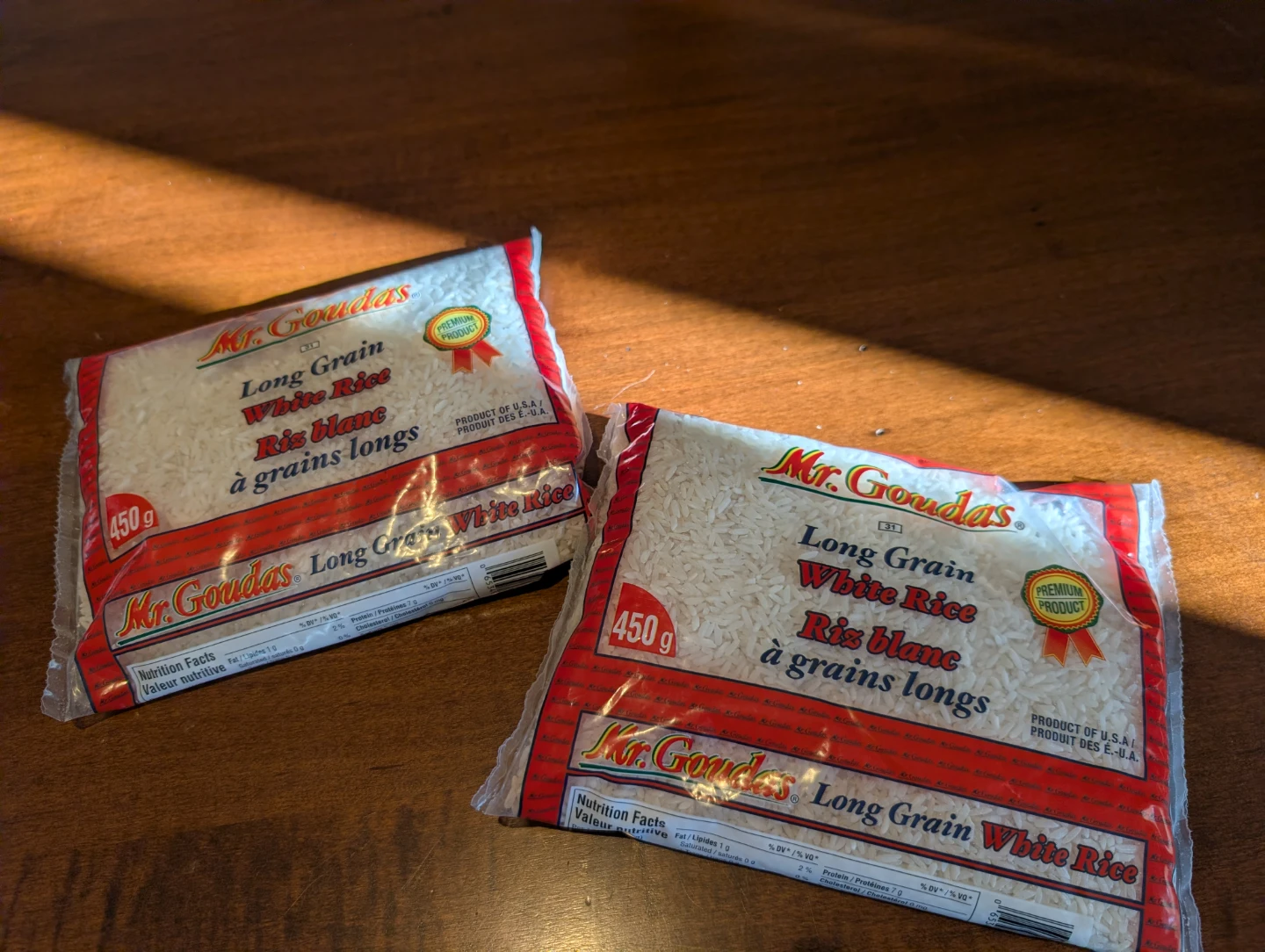 Two 450g Bags of Mr. Goudas Long Grain White Rice