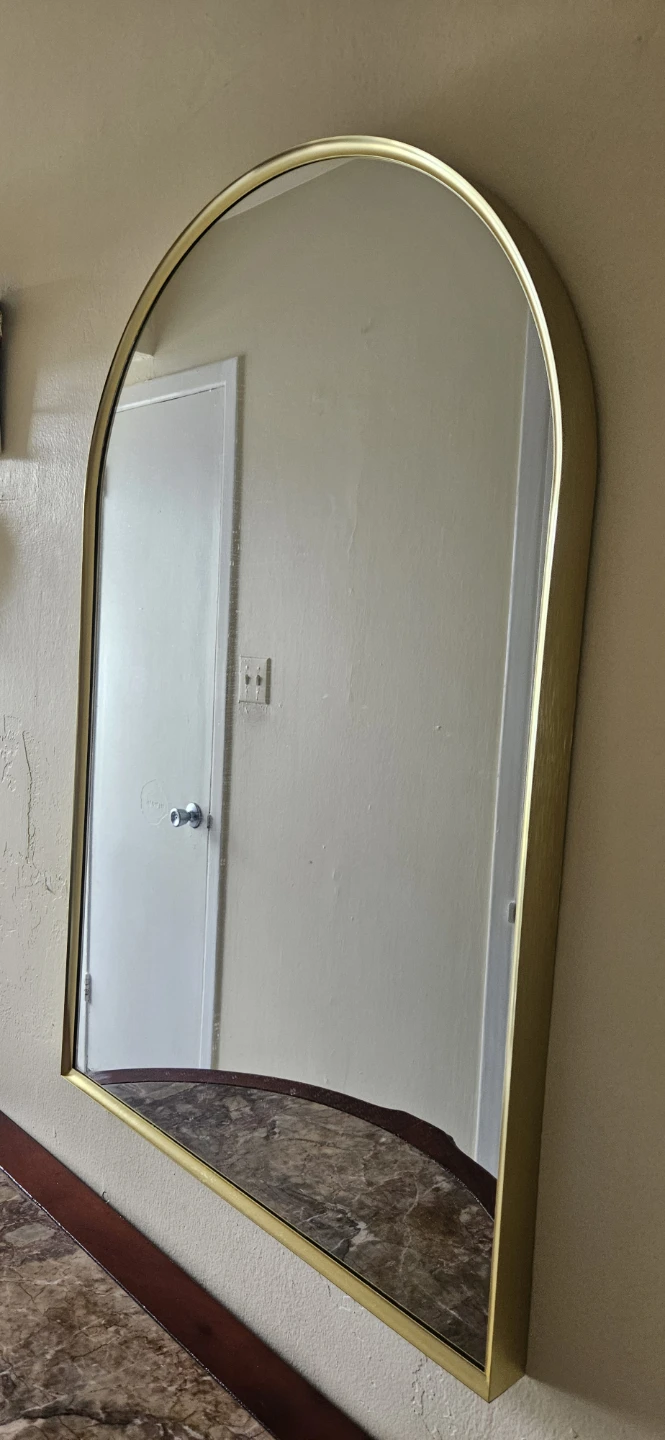 Arched Wall Mirror with Gold Frame