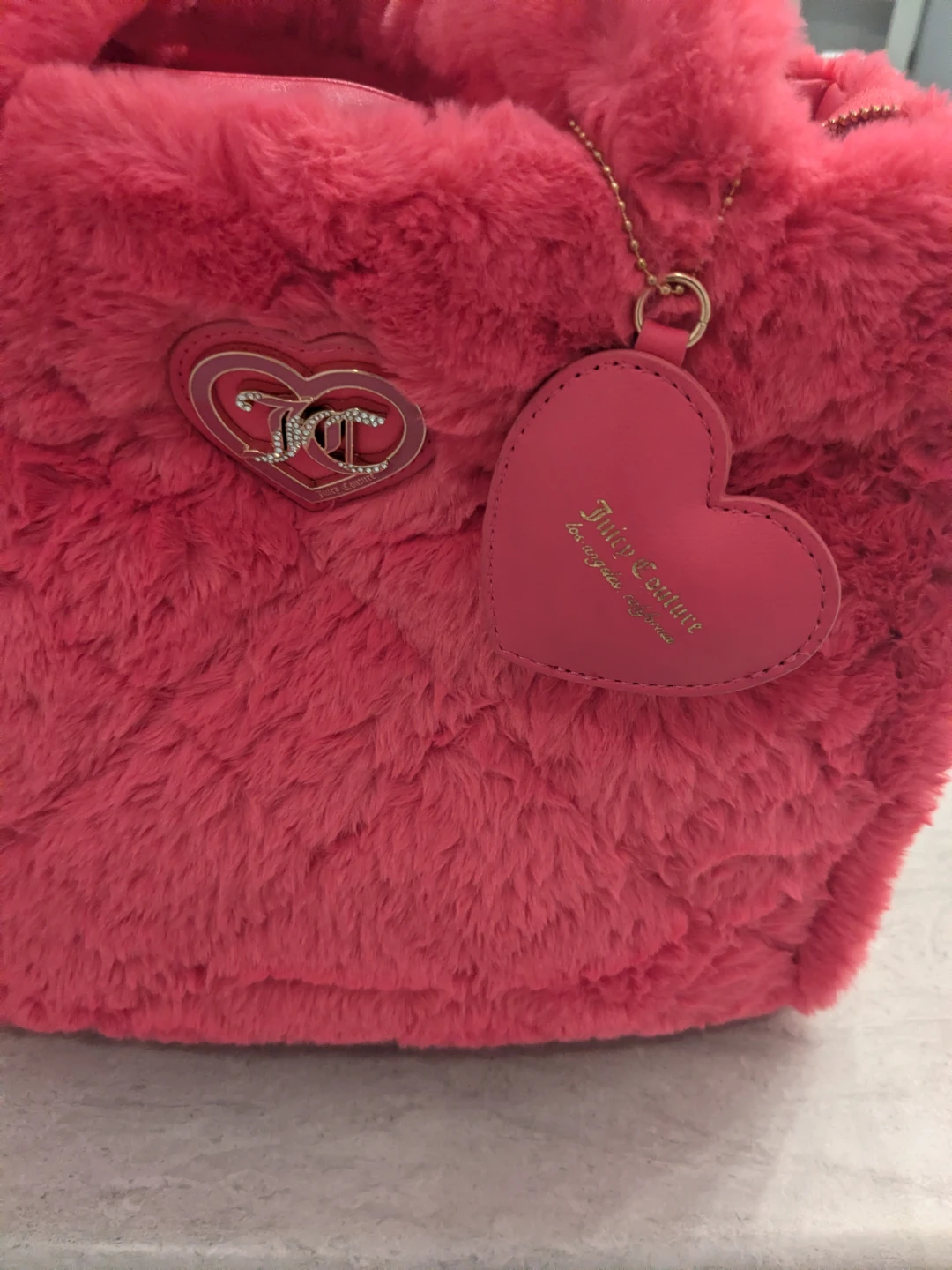 Juicy Couture Authentic Hot Pink Faux Fur Tote Bag - photo 3