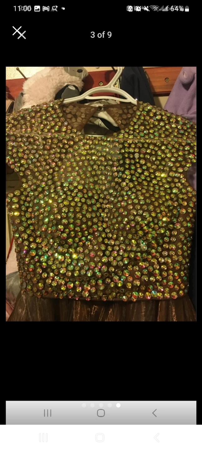 Two-Piece Brown Gown with Crystal Embellishments - photo 2