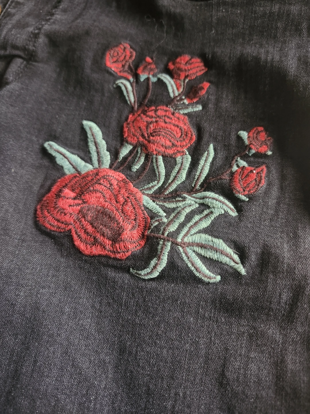 Black Embroidered Jeans - photo 4