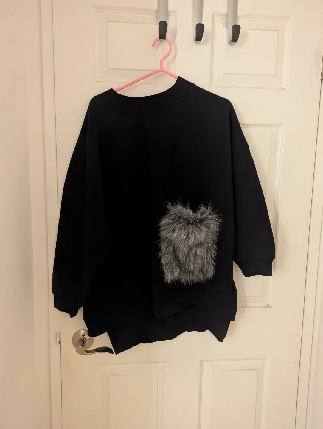 Zara oversized sweatshirt with faux fur pocket