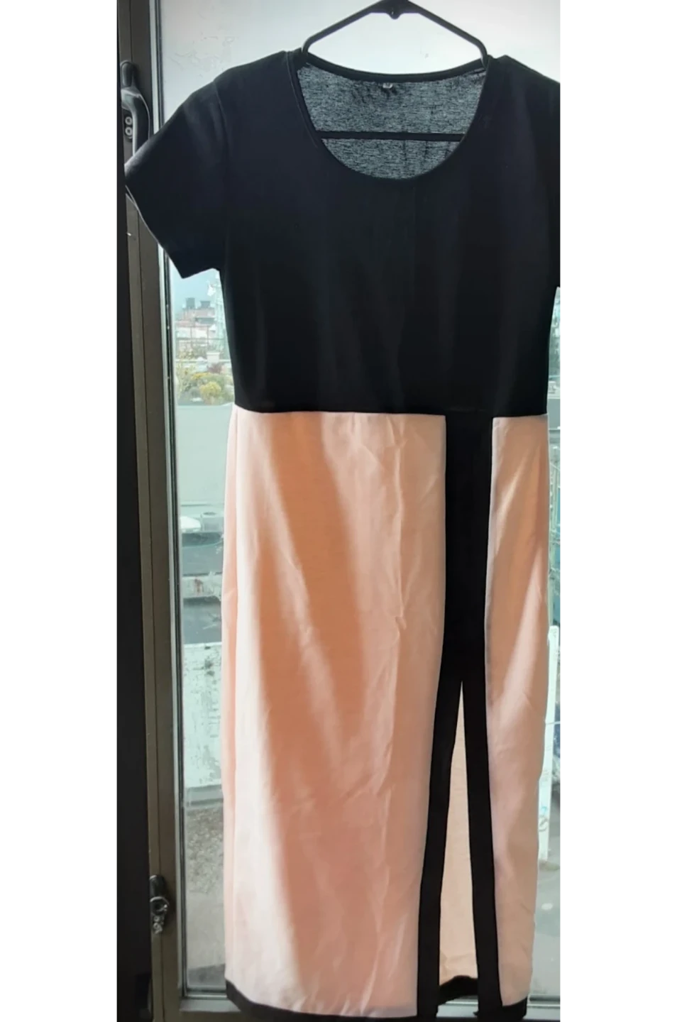Black and light pink two-tone dress