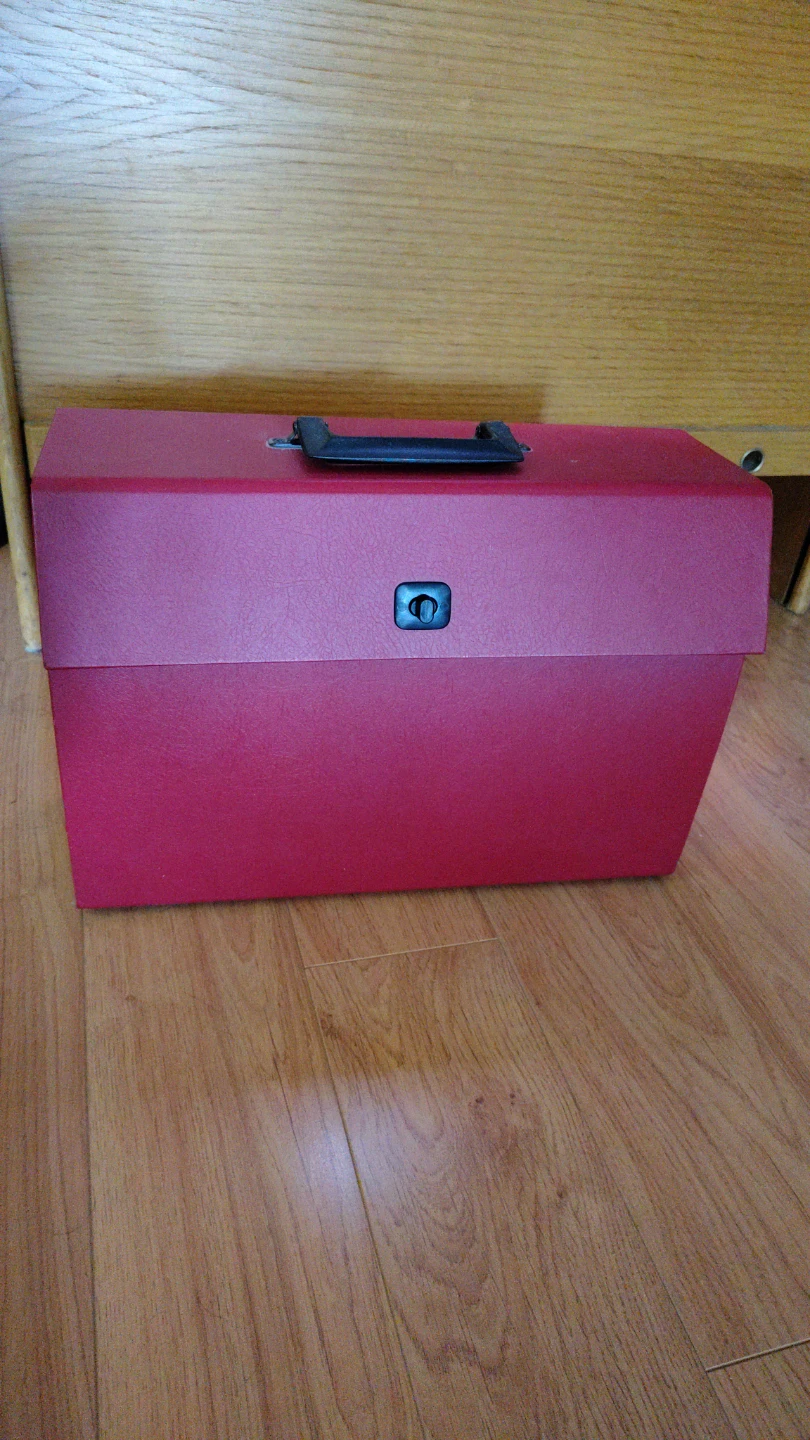 Red Accordion File Organizer Box with Handle