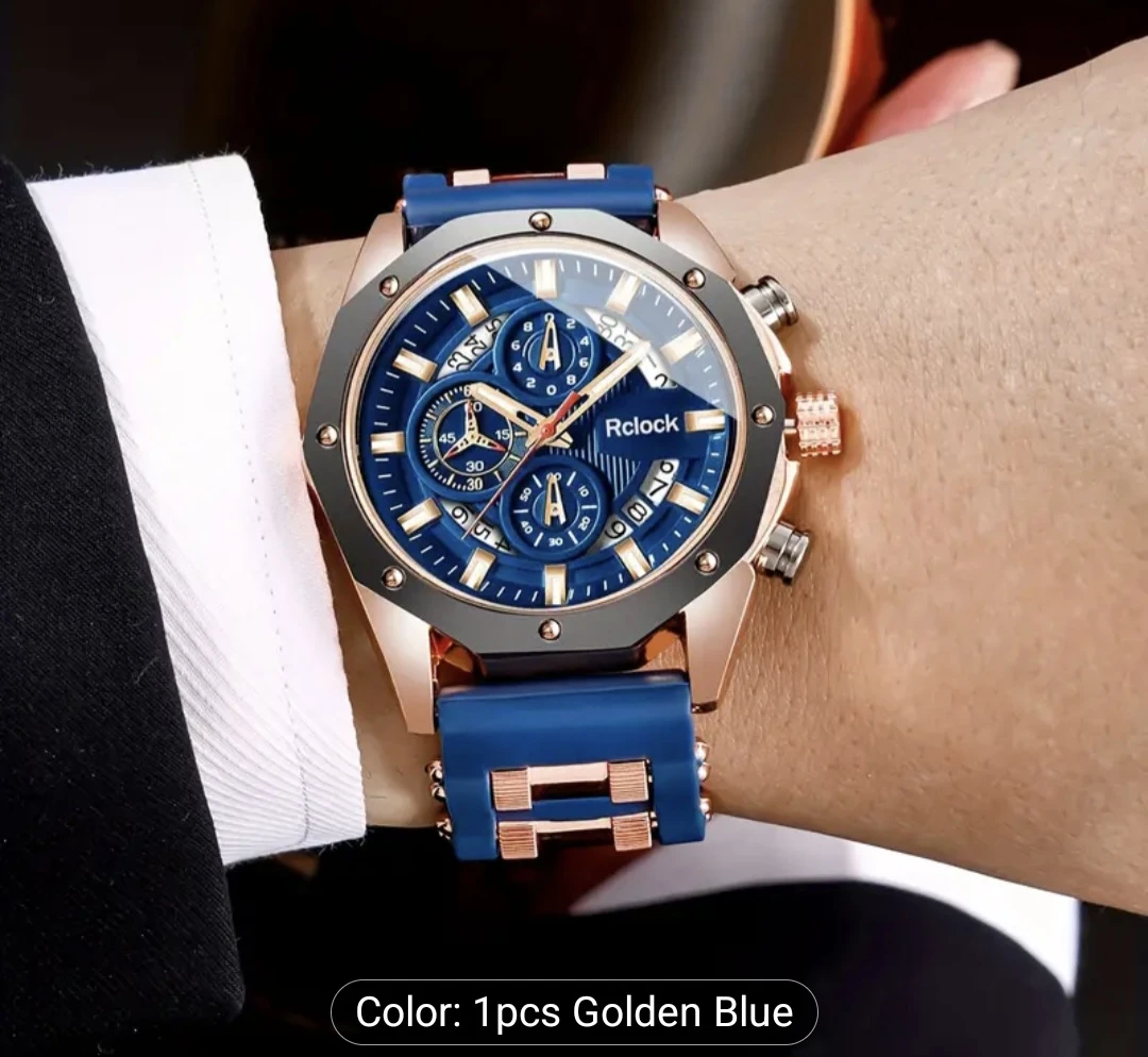 Rclock Golden Blue Wristwatch 🏈