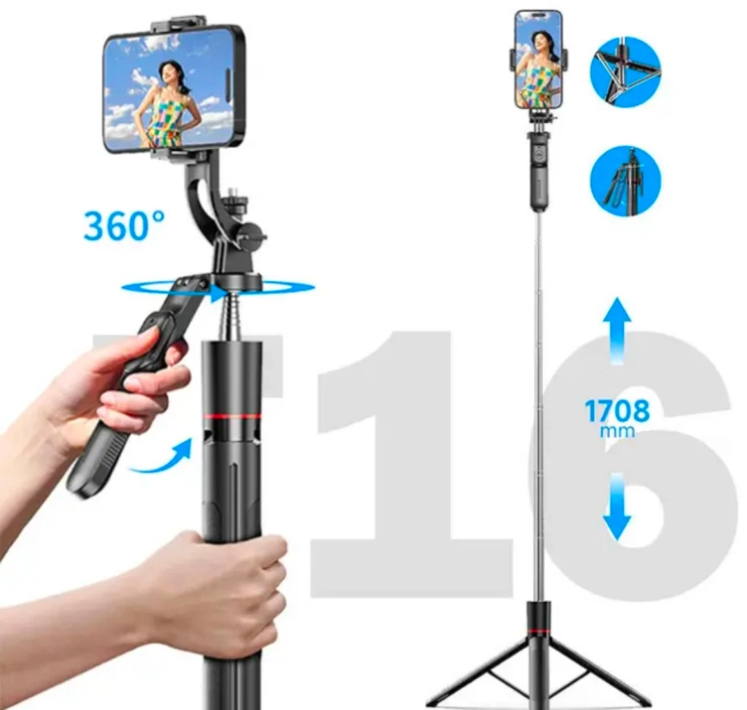 Guaranteed Stable F16 Tripod, 360° Rotating Selfie Stick , - photo 2
