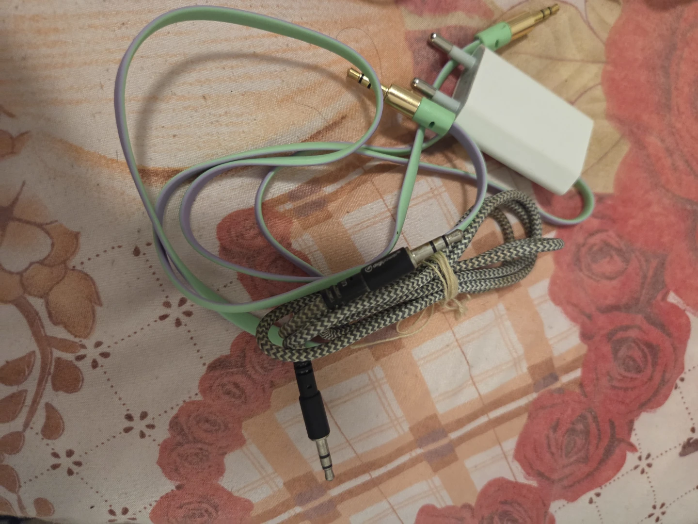 Assorted Audio Cables and Power Adapter