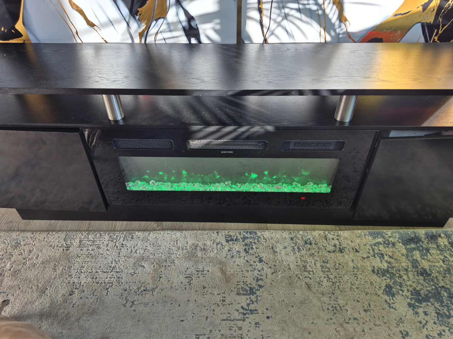 Black Electric Fireplace Media Console