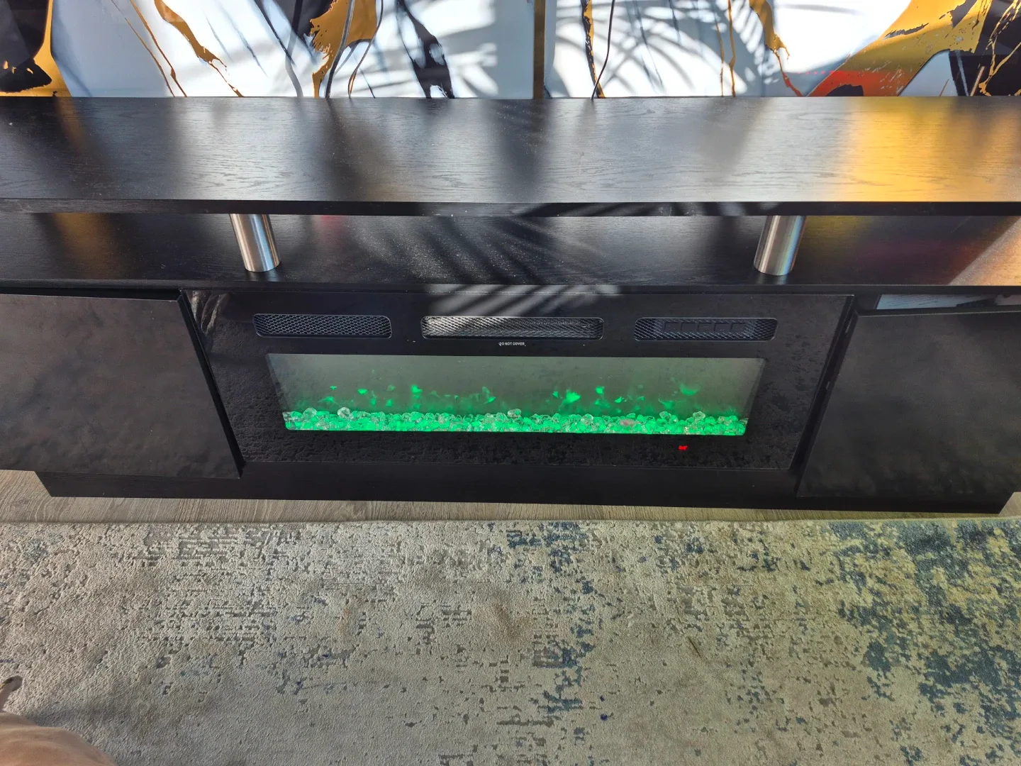 Black Electric Fireplace Media Console