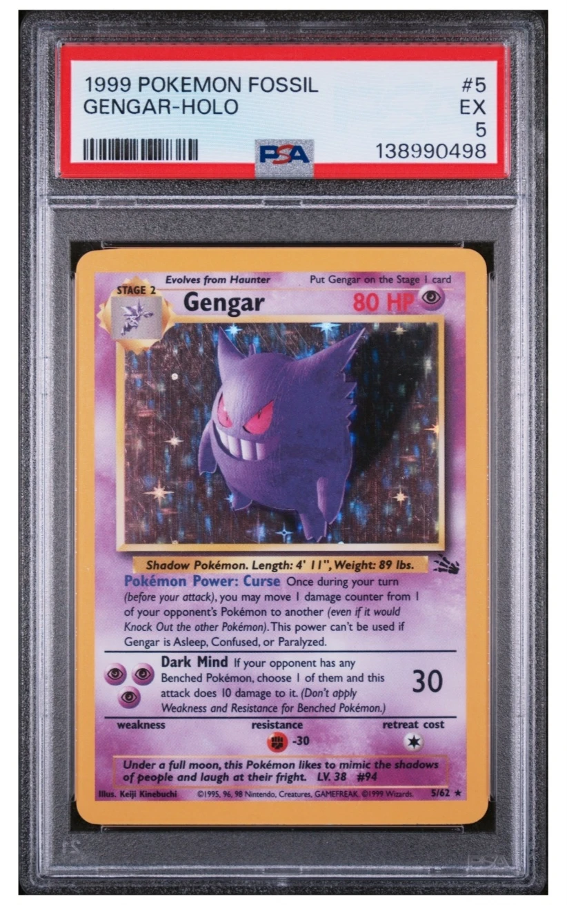 1999 Pokemon Fossil Gengar Holo PSA 5 - photo 2