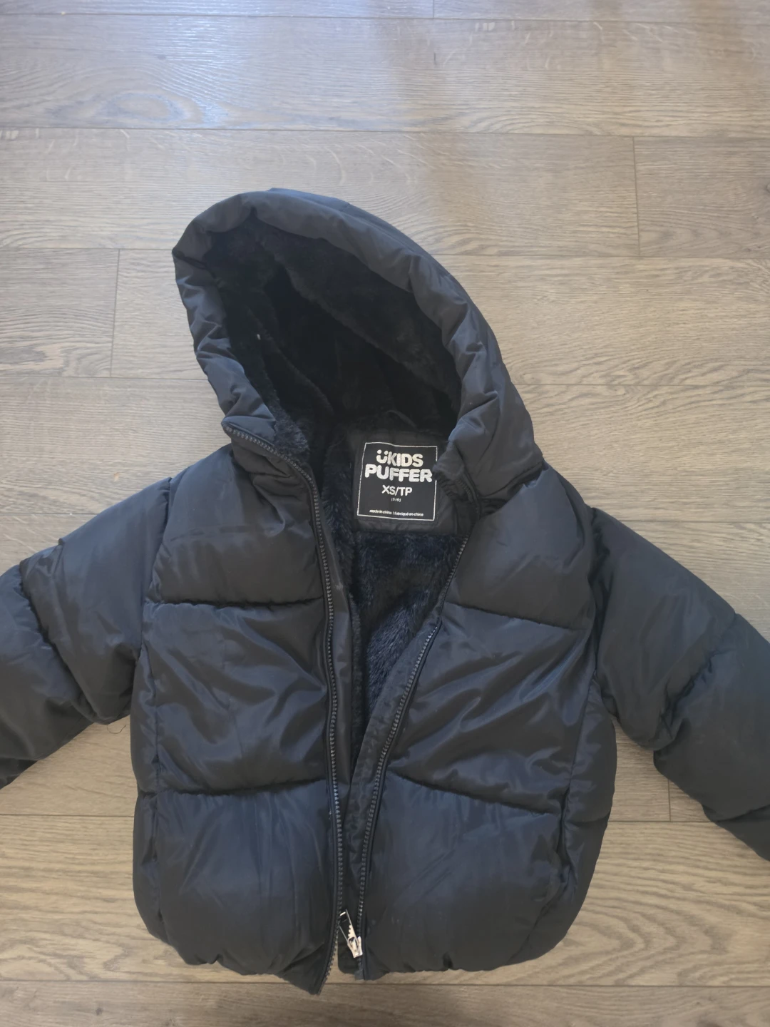Kids Puffer Jacket - Black - Size XS/TP