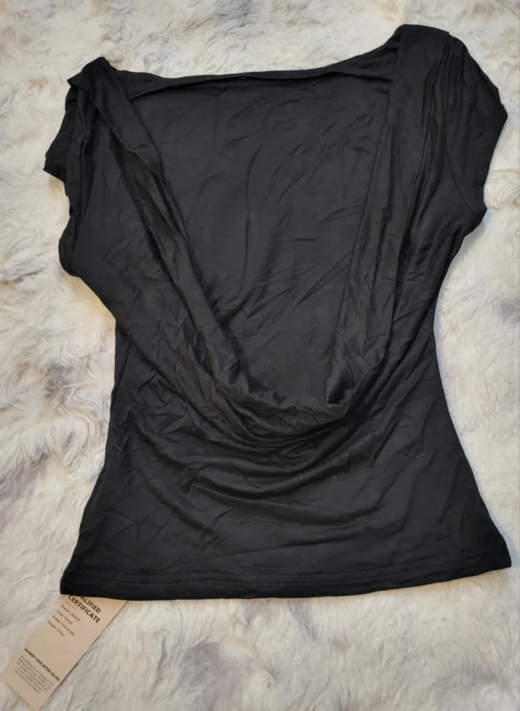 New XS  Black Open Cowl Back Top - photo 3