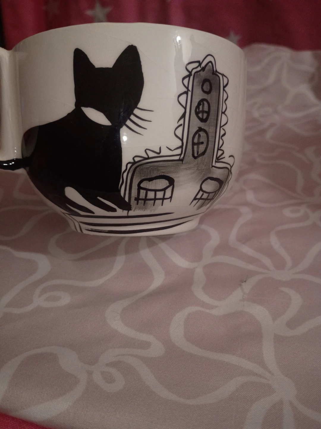 Black Cat Illustration Ceramic Mug - photo 2