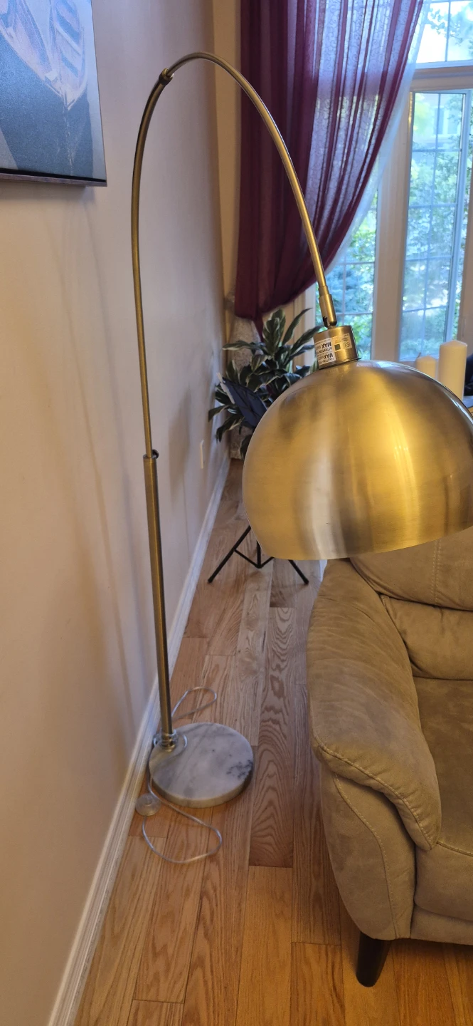 Brass Arched Floor Lamp with Marble Base