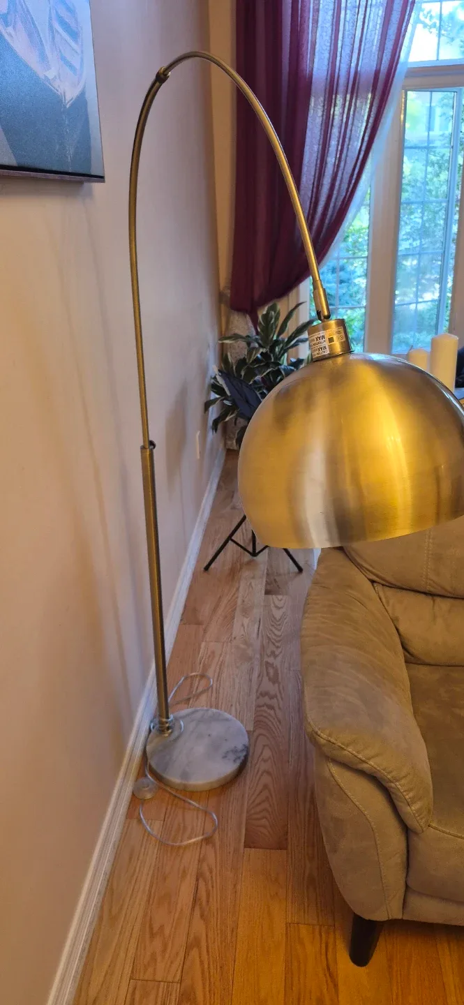 Brass Arched Floor Lamp with Marble Base