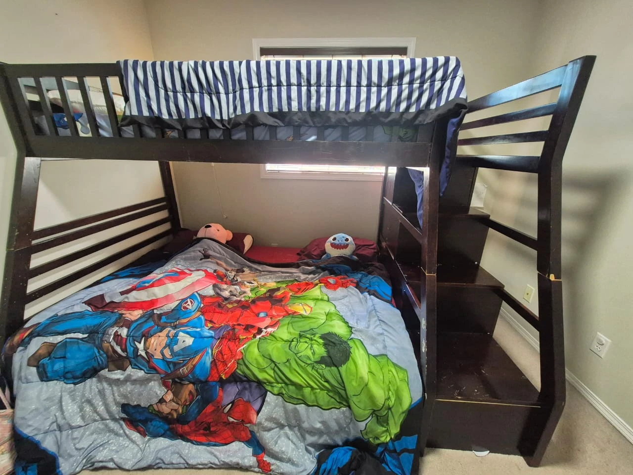 Dark Brown Twin-Over-Full Bunk Bed with Stairs - photo 4