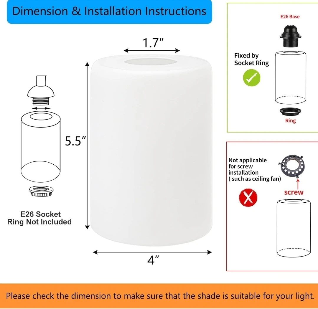 6-Pack Frosted Glass Lamp Shades - photo 3