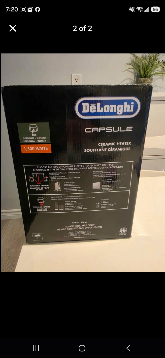 DeLonghi Capsule Ceramic Heater - photo 2