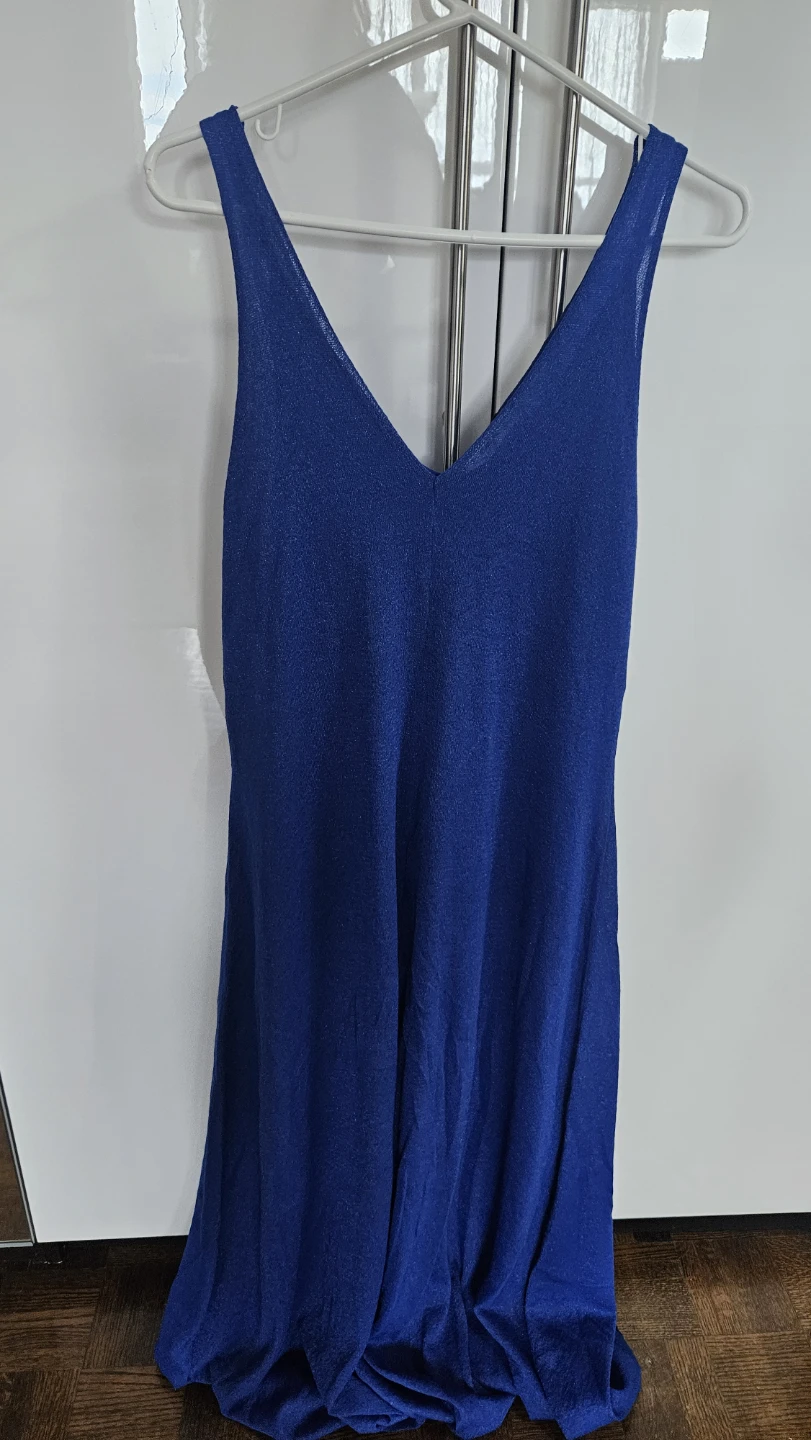 Mango- Royal blue Long Sleeveless V-Neck Dress