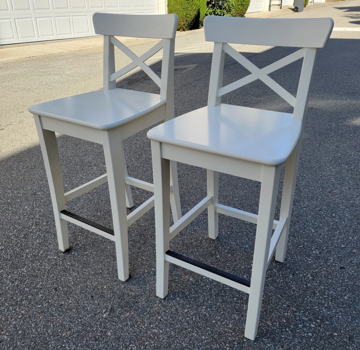 Beautiful White IKEA Bar Stools with Backrests. $50 Each. - photo 2