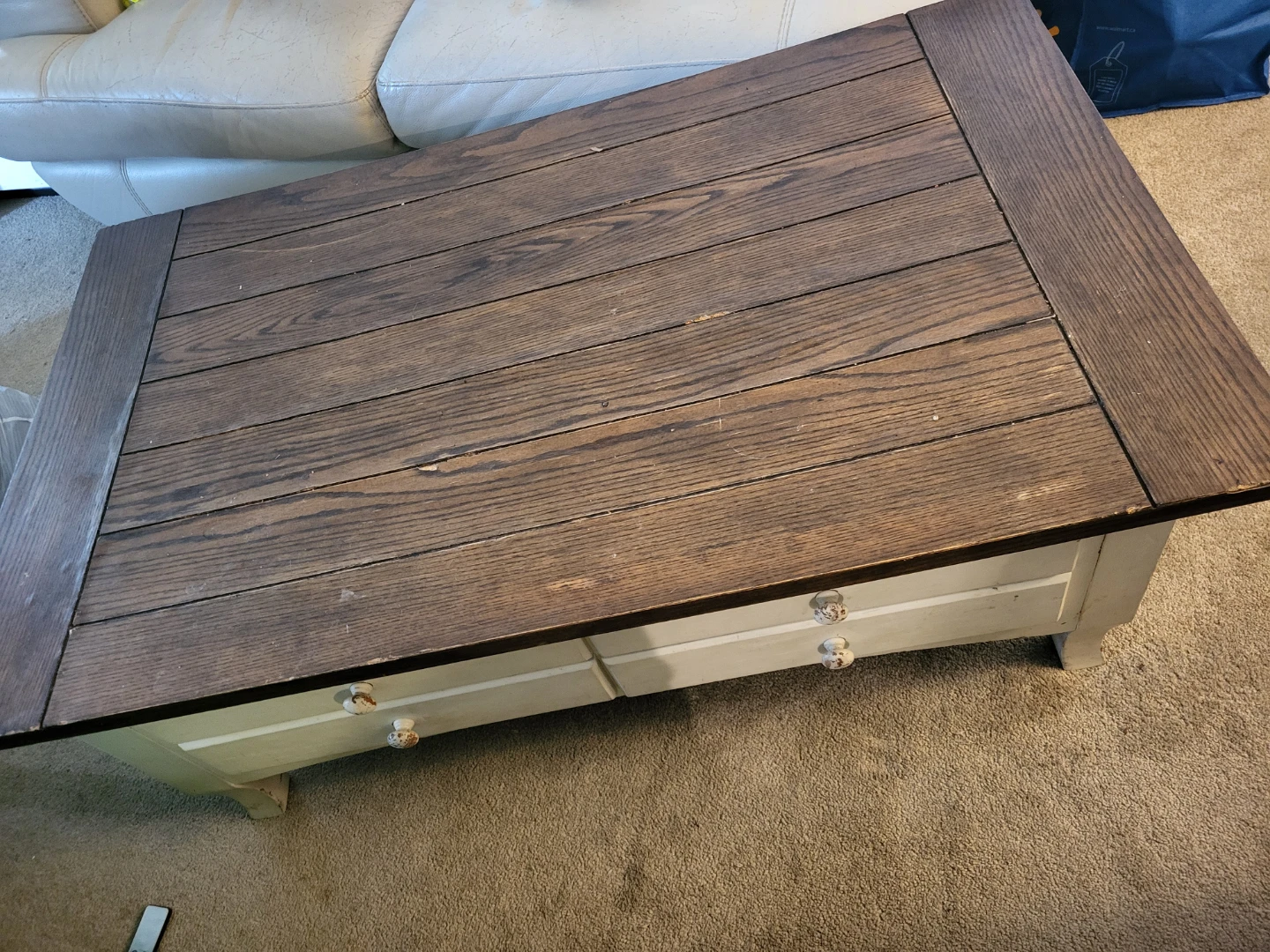 Rustic Coffee Table with Storage Drawers