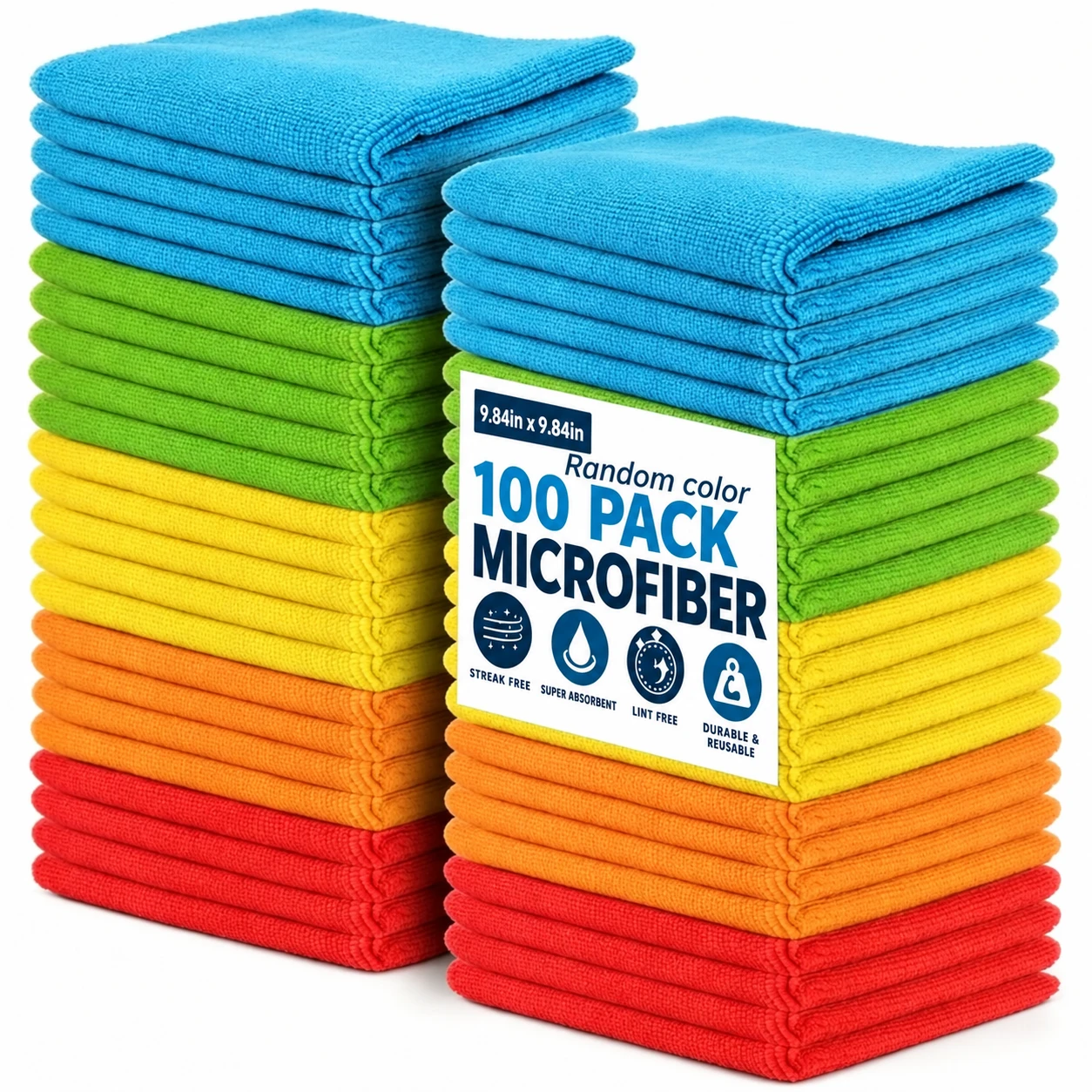 100 Pack Microfiber Cleaning Cloths