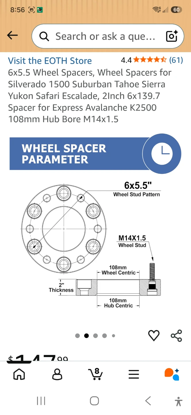 EOTH 2-inch Wheel Spacers 6x5.5 - photo 2