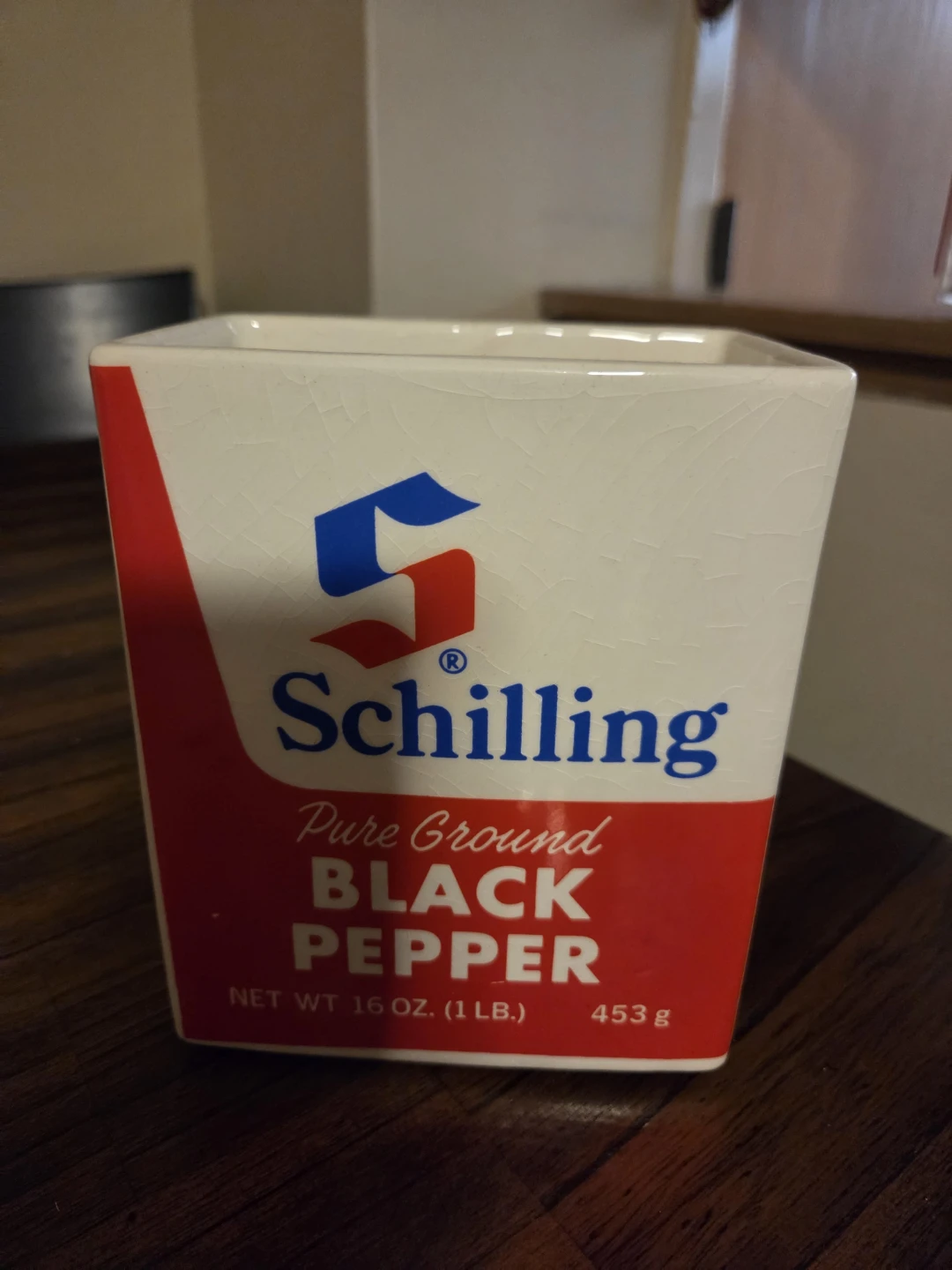 Vintage 1974 Schilling Black Pepper Ceramic Canister