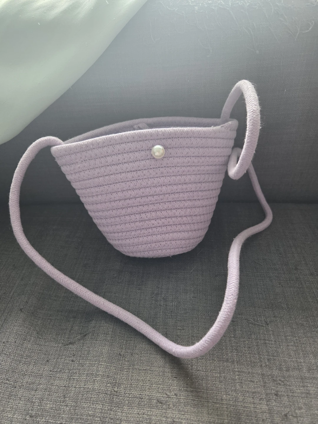 Lavender Woven Rope Crossbody Bag