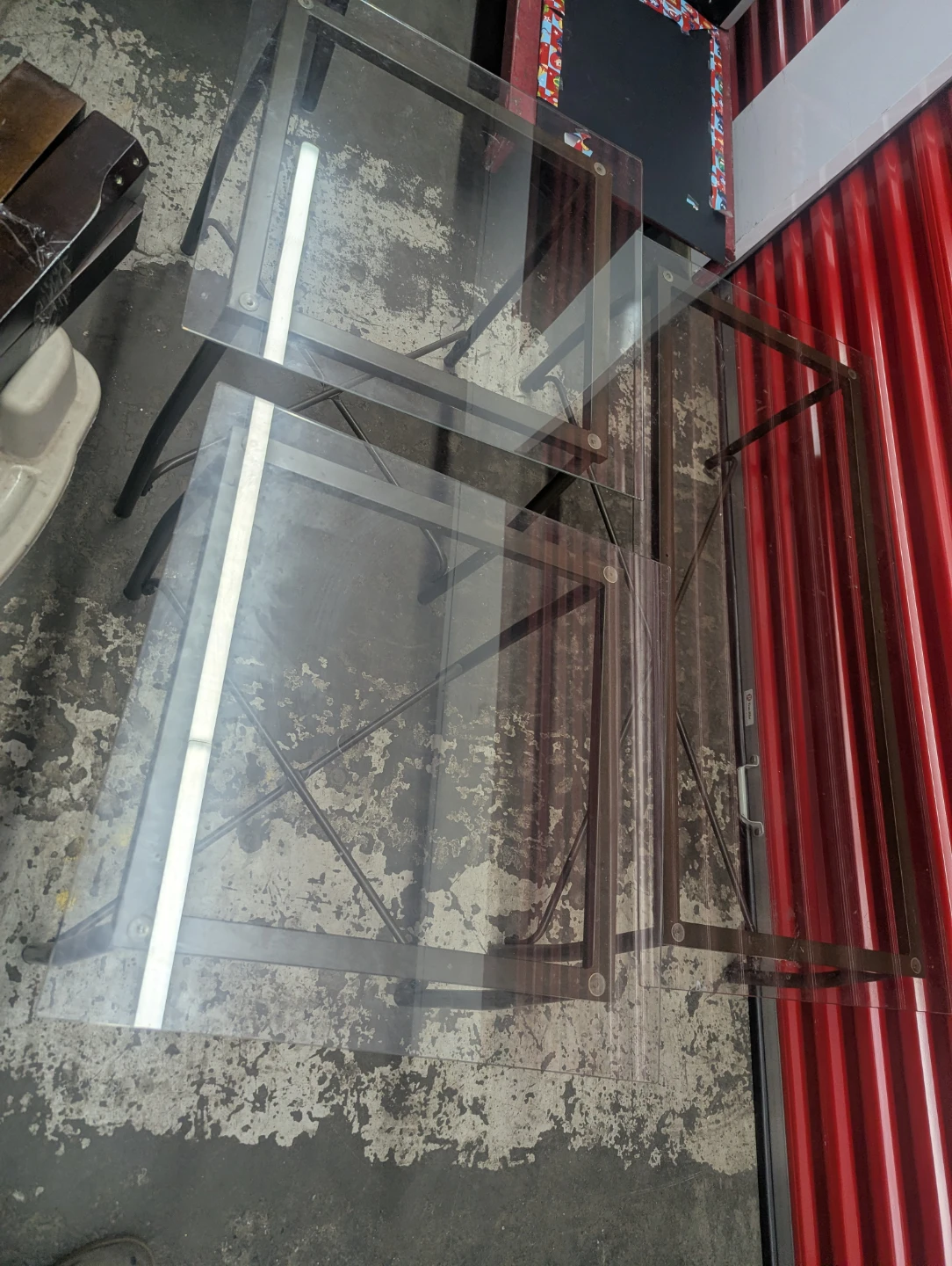 Two Metal and Glass Side Tables and coffee table - photo 5