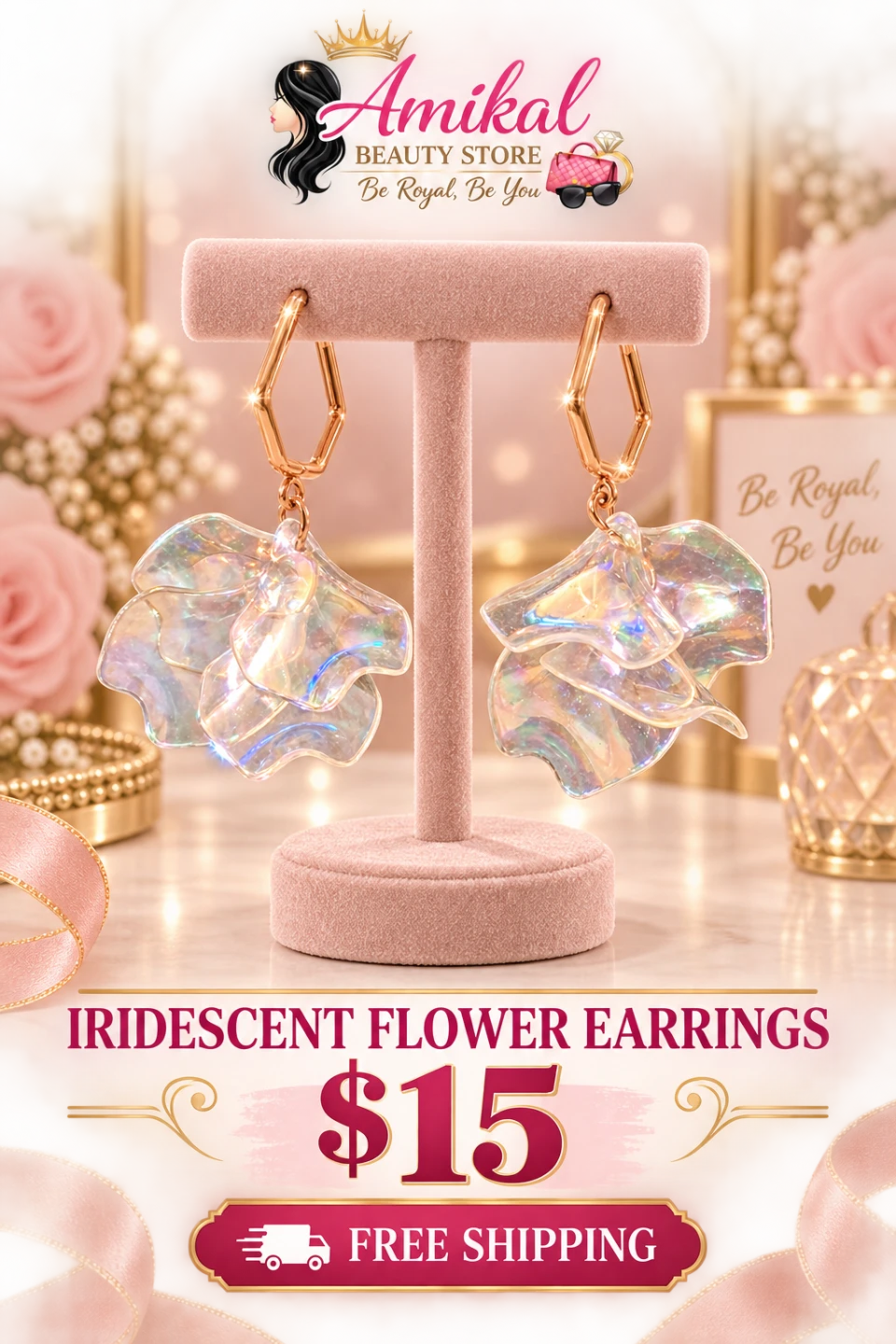 Amikal Iridescent Flower Earrings