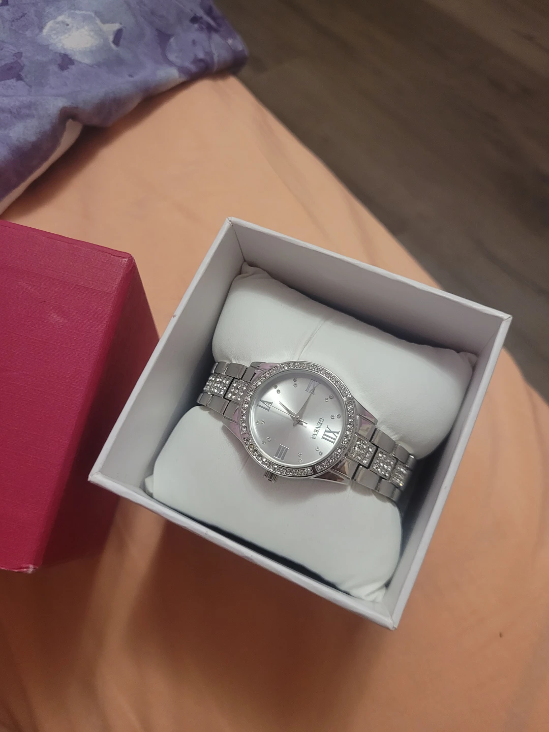 Geneva Rhinestone Silver-Tone Watch 🏈