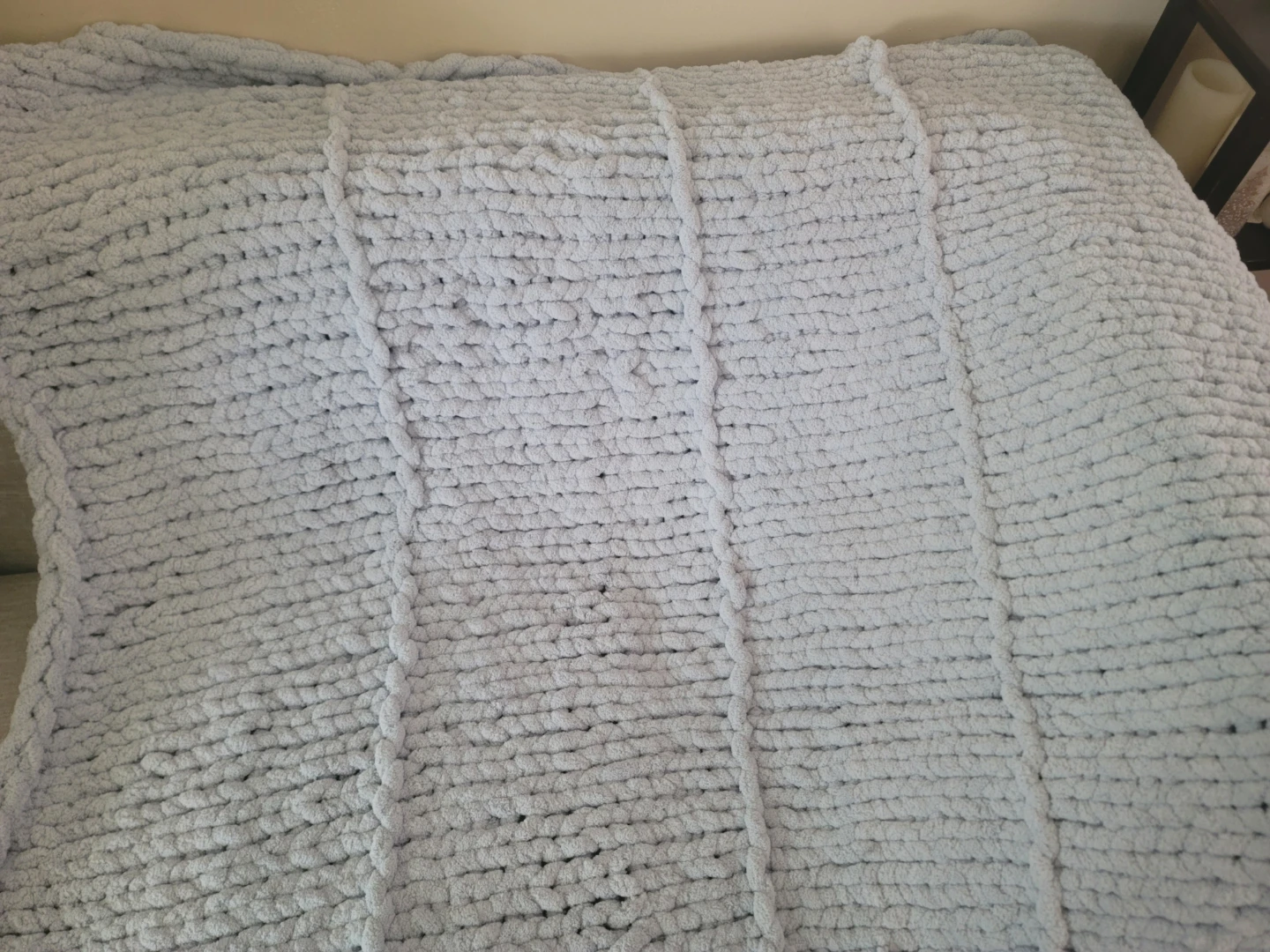 Handcrafted Bluish-Grey Chunky Crochet Blanket 50" × 45" - photo 3