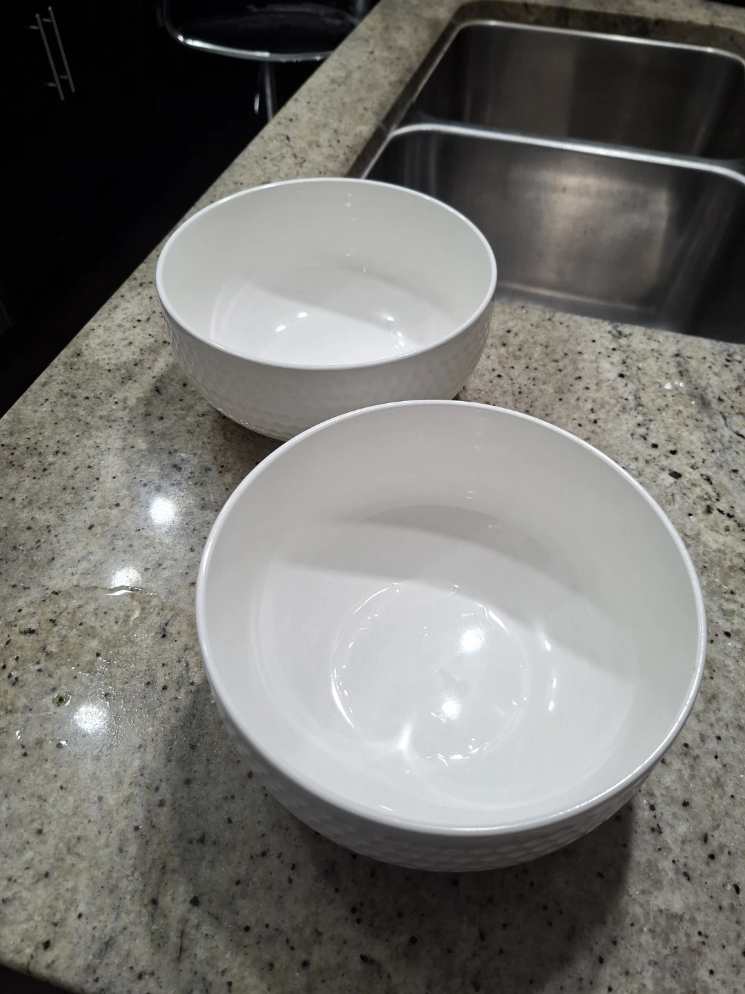 Two White Textured Bowls
