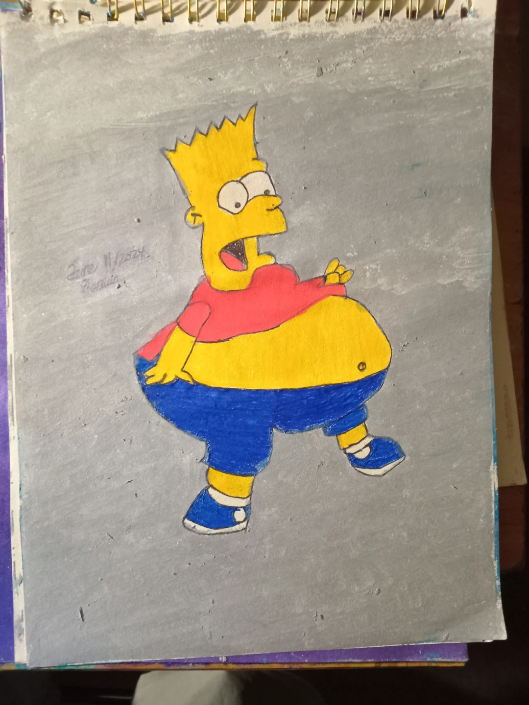 BLOATED FAT BART SIMPSON DRAWING BY SHERWIN