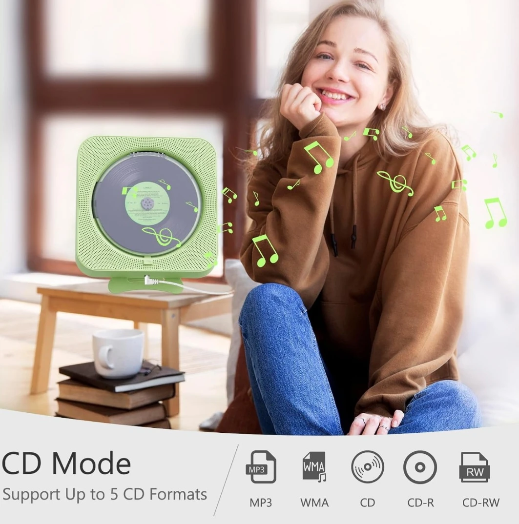 Multifunctional Green CD Player with Bluetooth and Remote - photo 3
