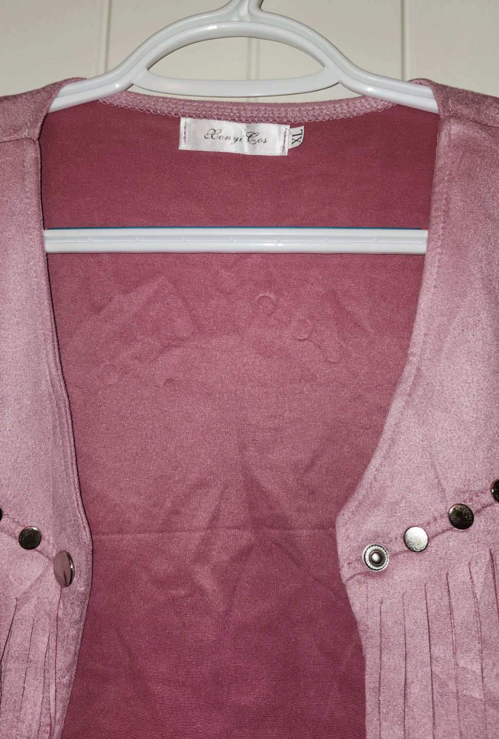 Pink Faux Suede Fringe Vest XL - photo 2