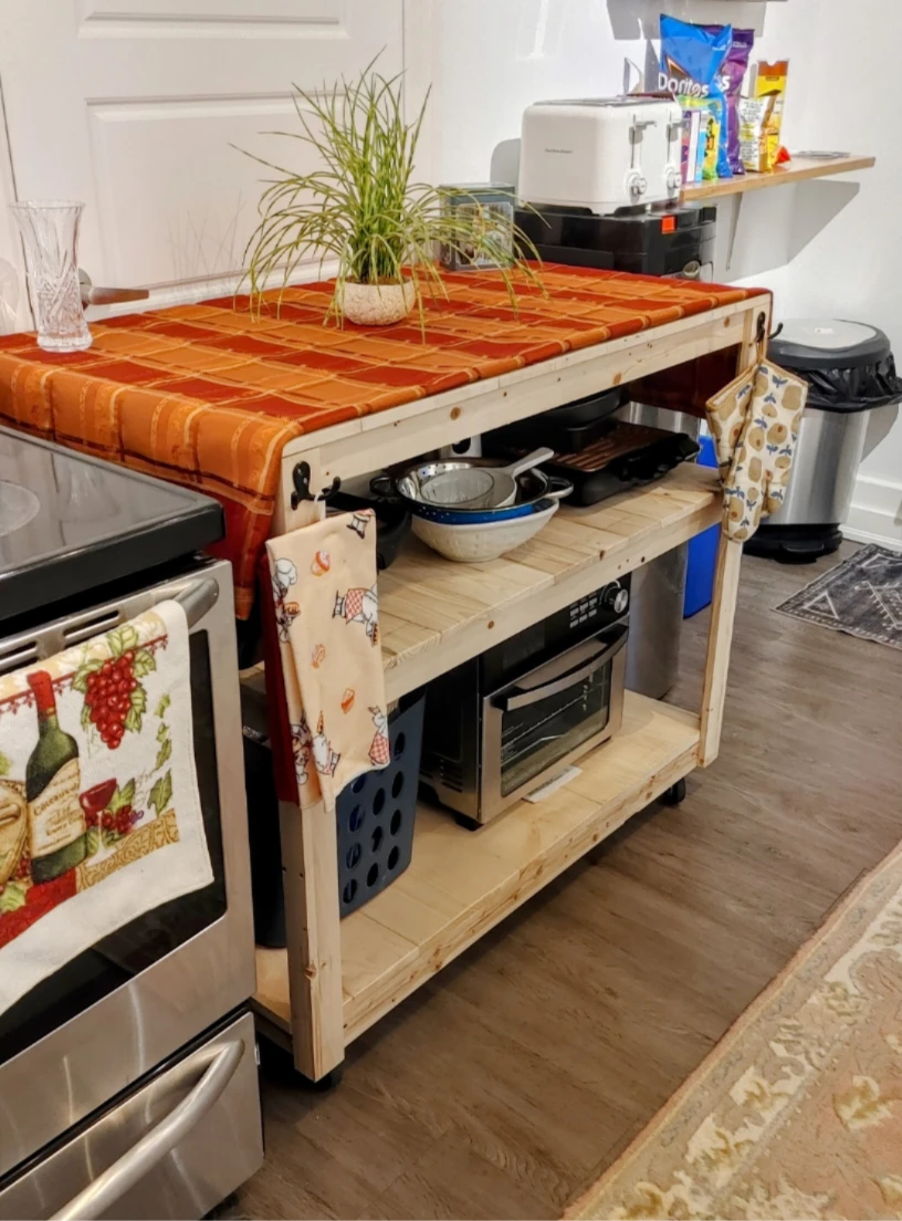 Handmade Wooden Kitchen Island Cart - photo 2
