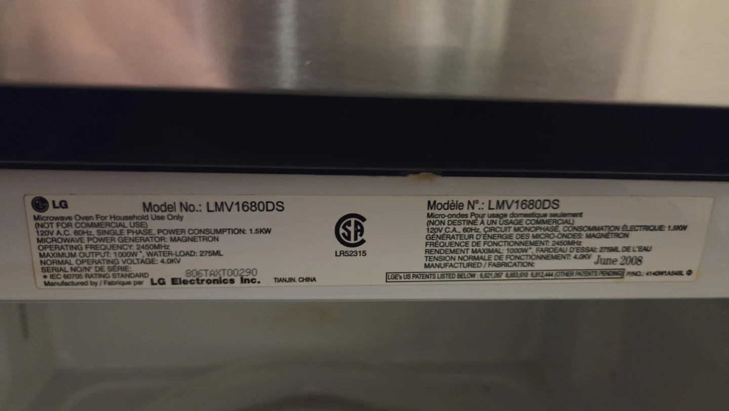 LG LMV1680DS Over-the-Range Microwave - photo 4