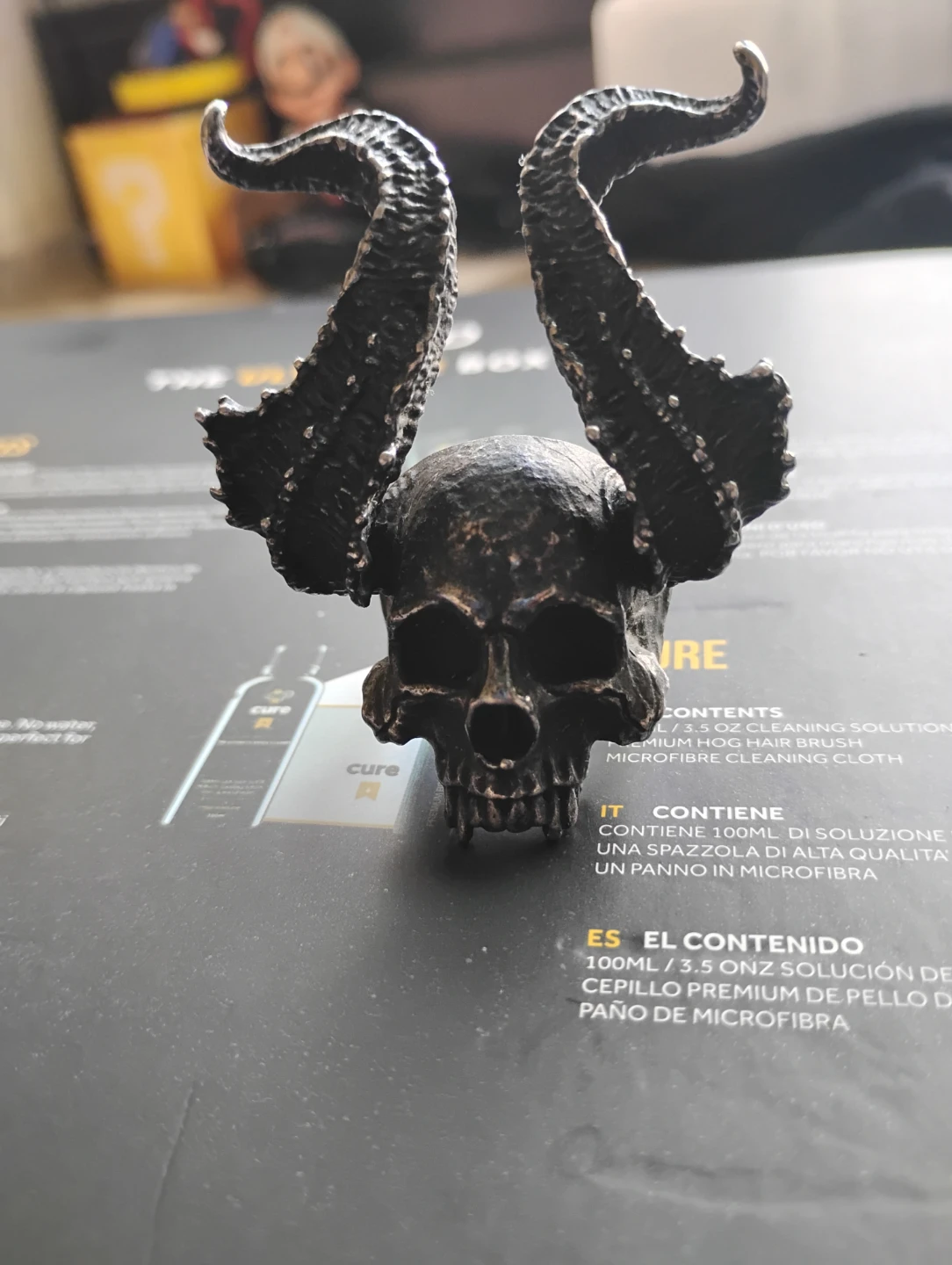 Horned skull ring mens