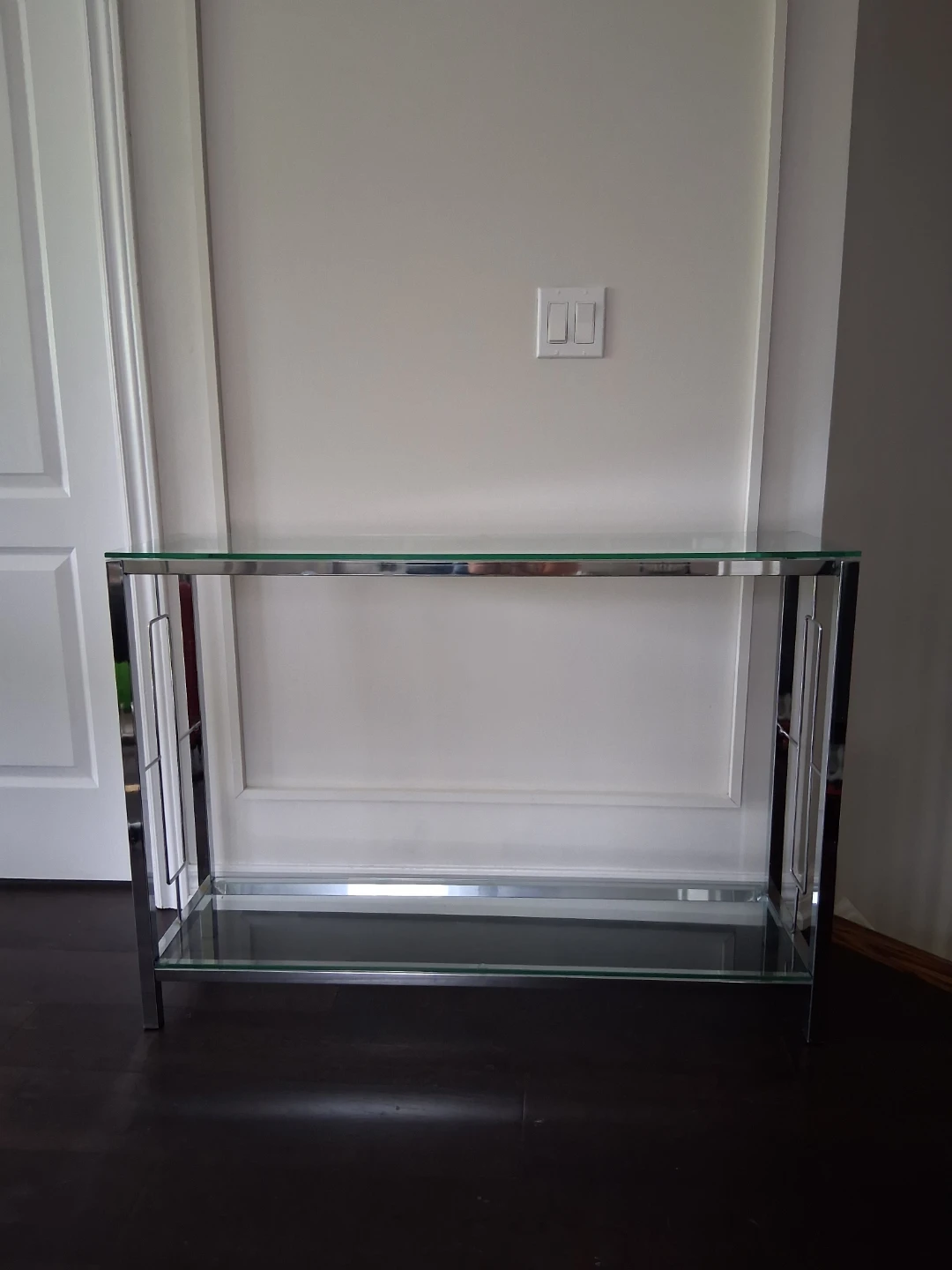 Chrome and glass console table - photo 5