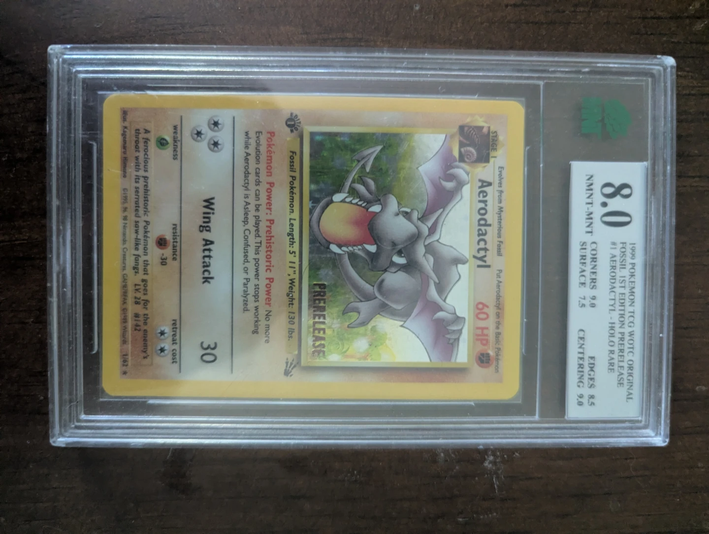 1999 Pokemon Fossil 1st Edition Prerelease Aerodactyl