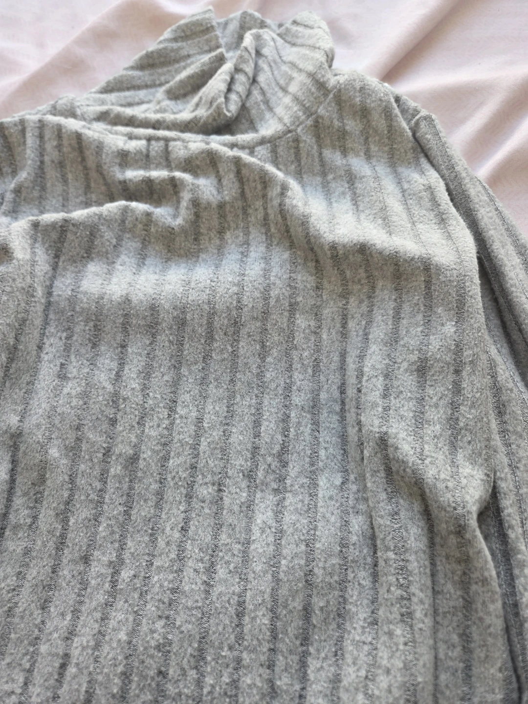 Grey Ribbed Turtleneck Bodysuit